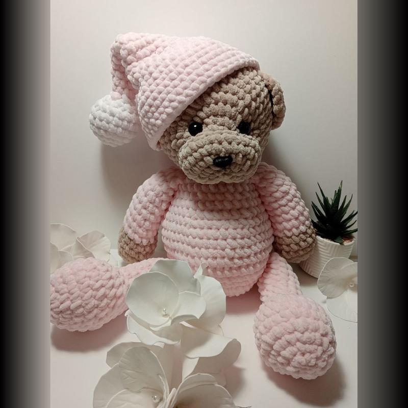 Osito de peluche dormilón con gorrito de dormir