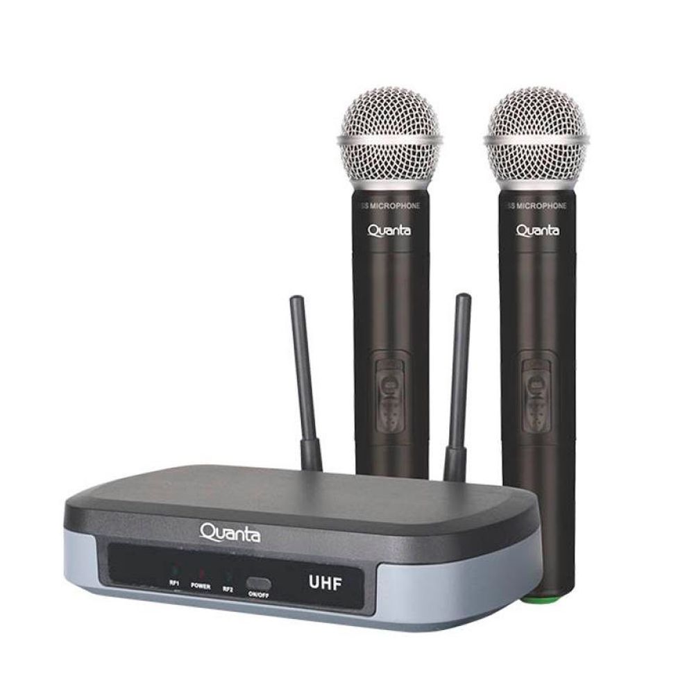 Microfono Dual Uhf Quanta Qtmwu104 Wireless/60M/500-800Mhz/Bivolt