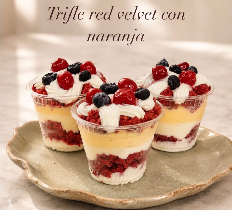 Galletas y dulces Trifle red velvet con naranja