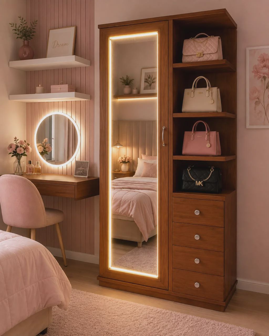 Tocador multiusos con luces 85x190 COD 2591