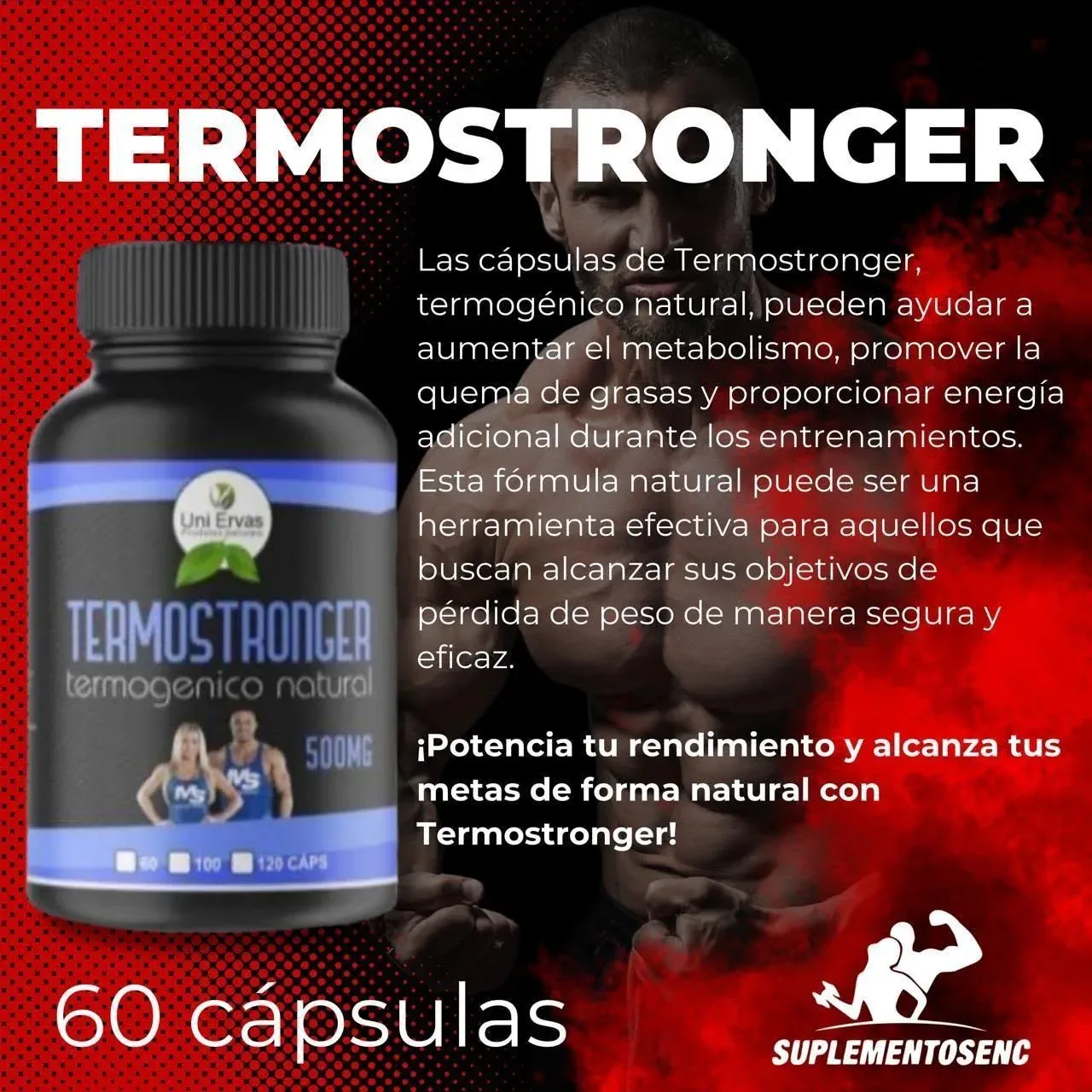 Termostronger quemador de grasa 60 cápsulas con plan alimenticio
