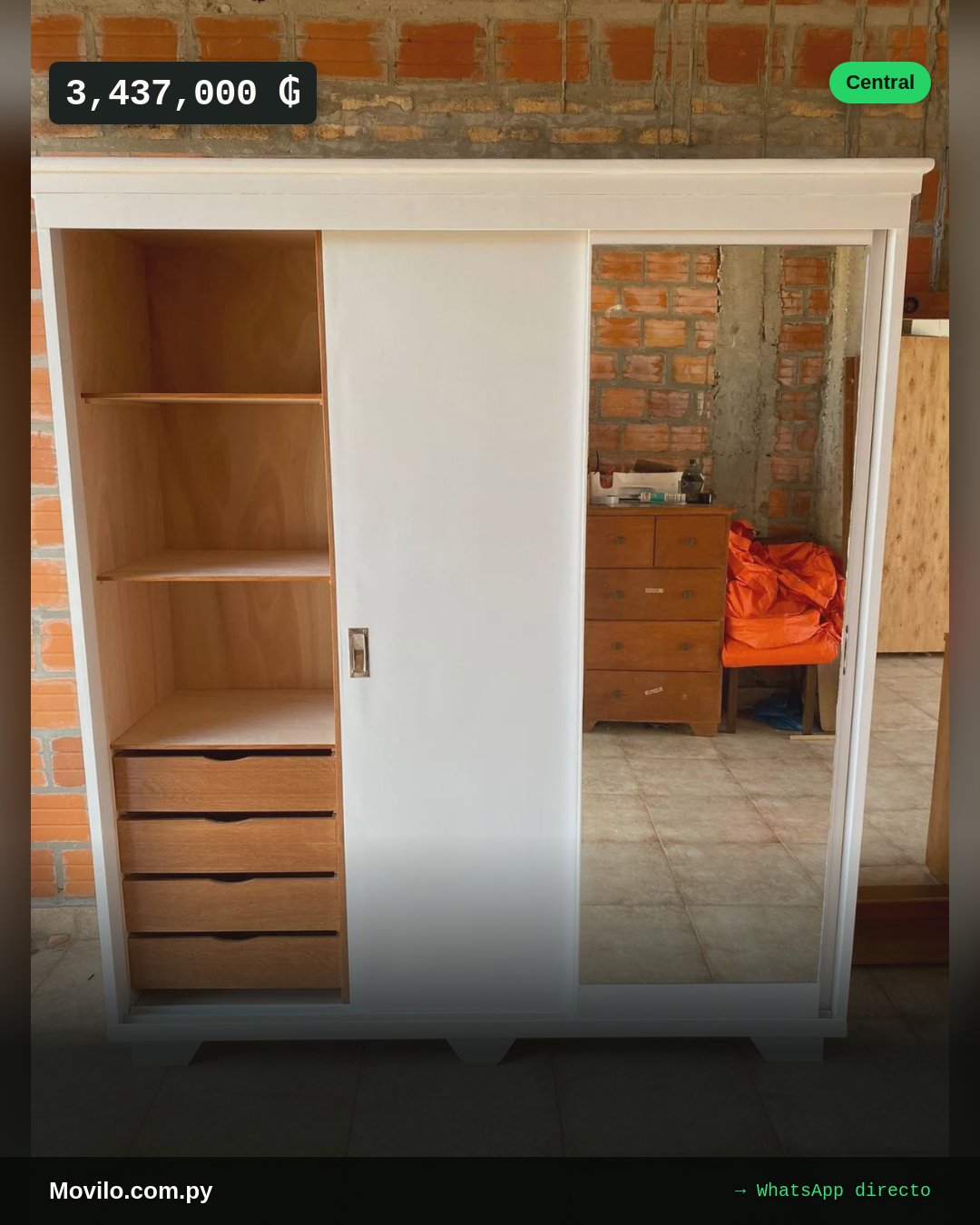 Ropero Mónaco en blanco, ancho 1.70 alto 2.00 profundidad 54 COD 2371