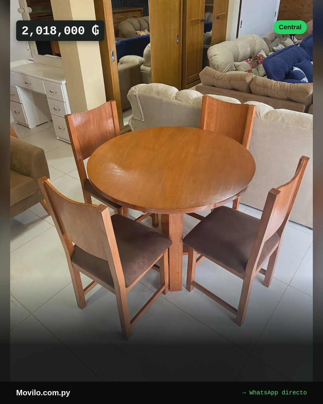 Juego de comedor  mesa redonda  4 sillas milan cod 54