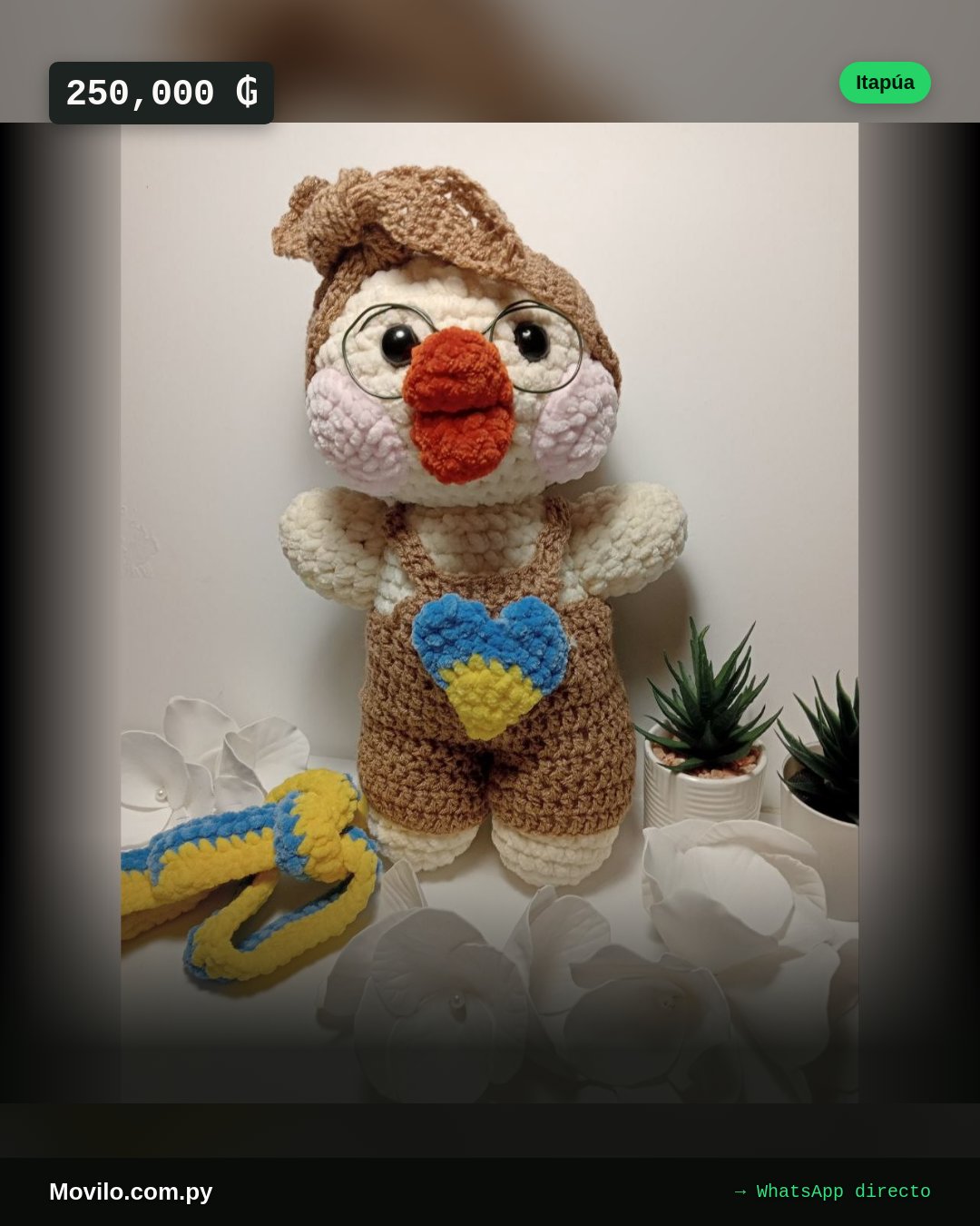 Pato de punto Lalafanfan con mono hecho a mano