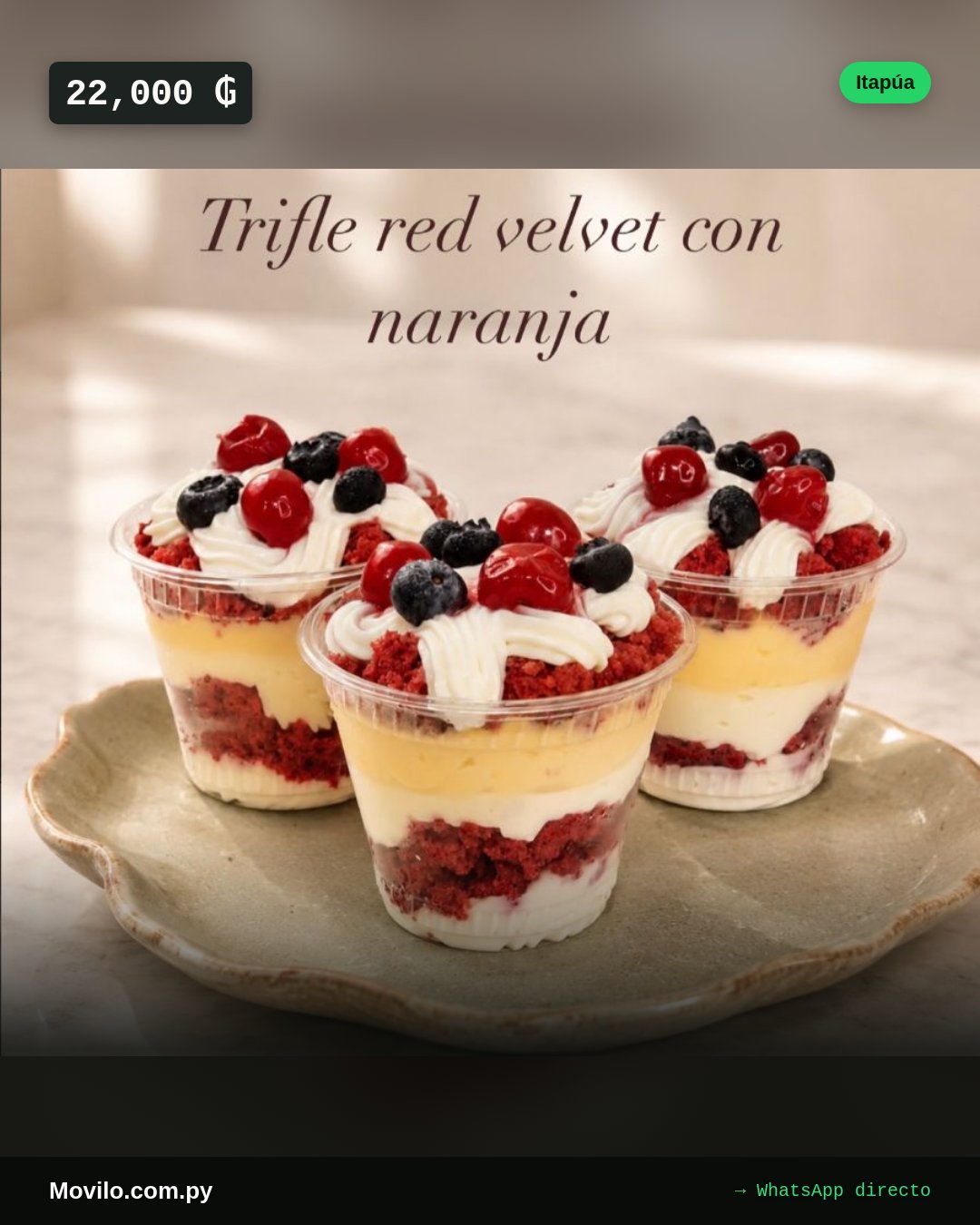 Galletas y dulces Trifle red velvet con naranja