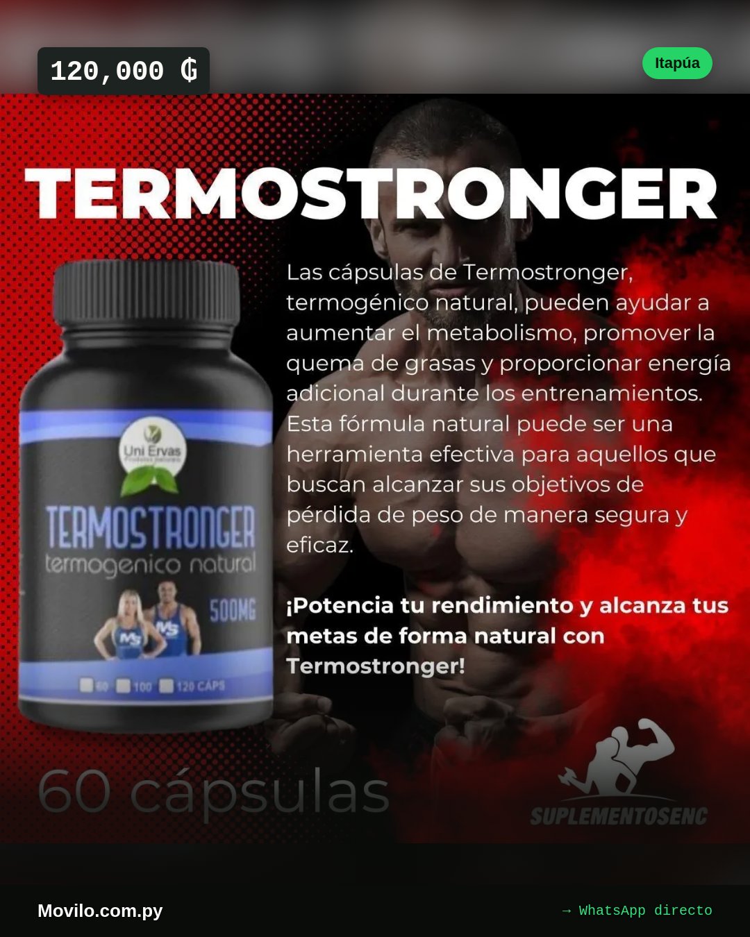 Termostronger quemador de grasa 60 cápsulas con plan alimenticio
