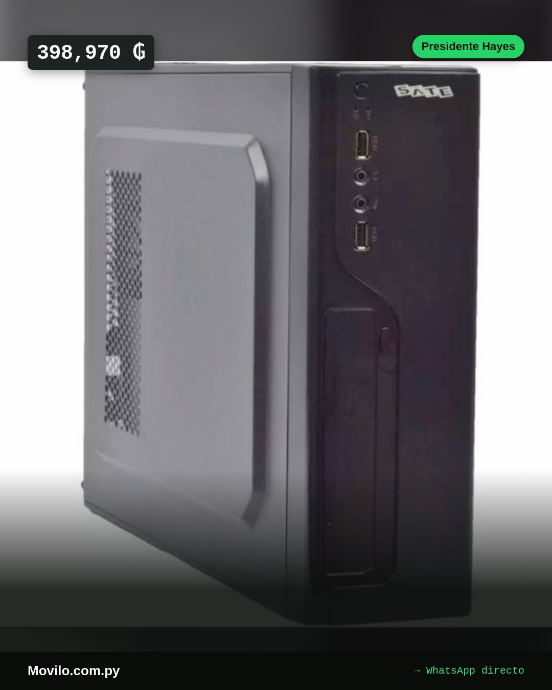 Gabinete Sate 8103K Micro ATX con fuente y vidrio templado