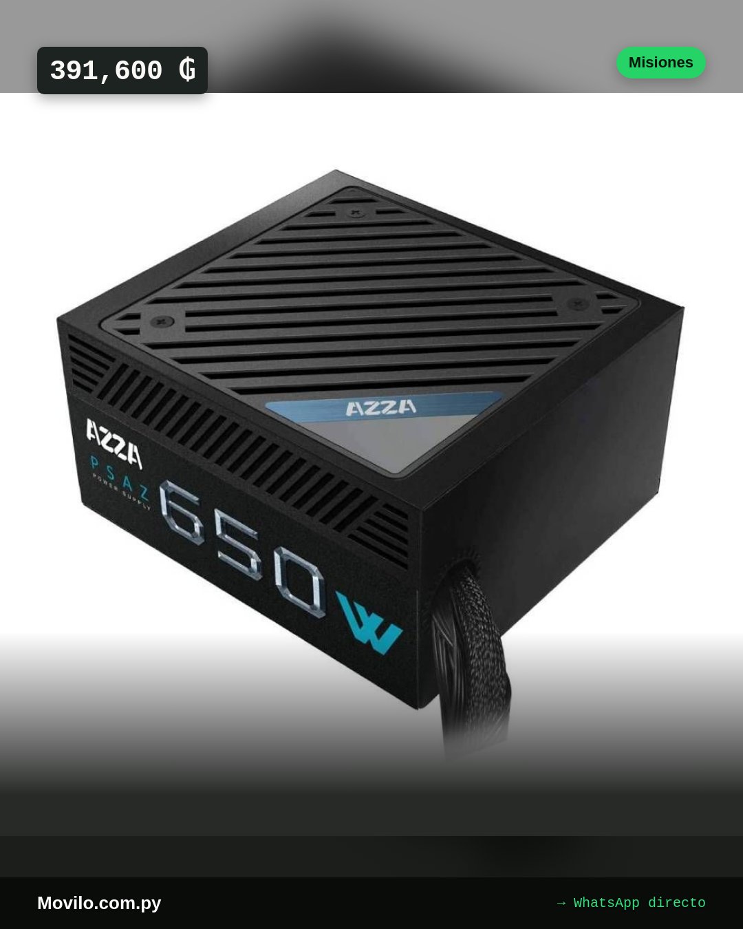 Fuente ATX Azza PSAZ-650W 80Plus Bronce Full Range Nueva Sellada